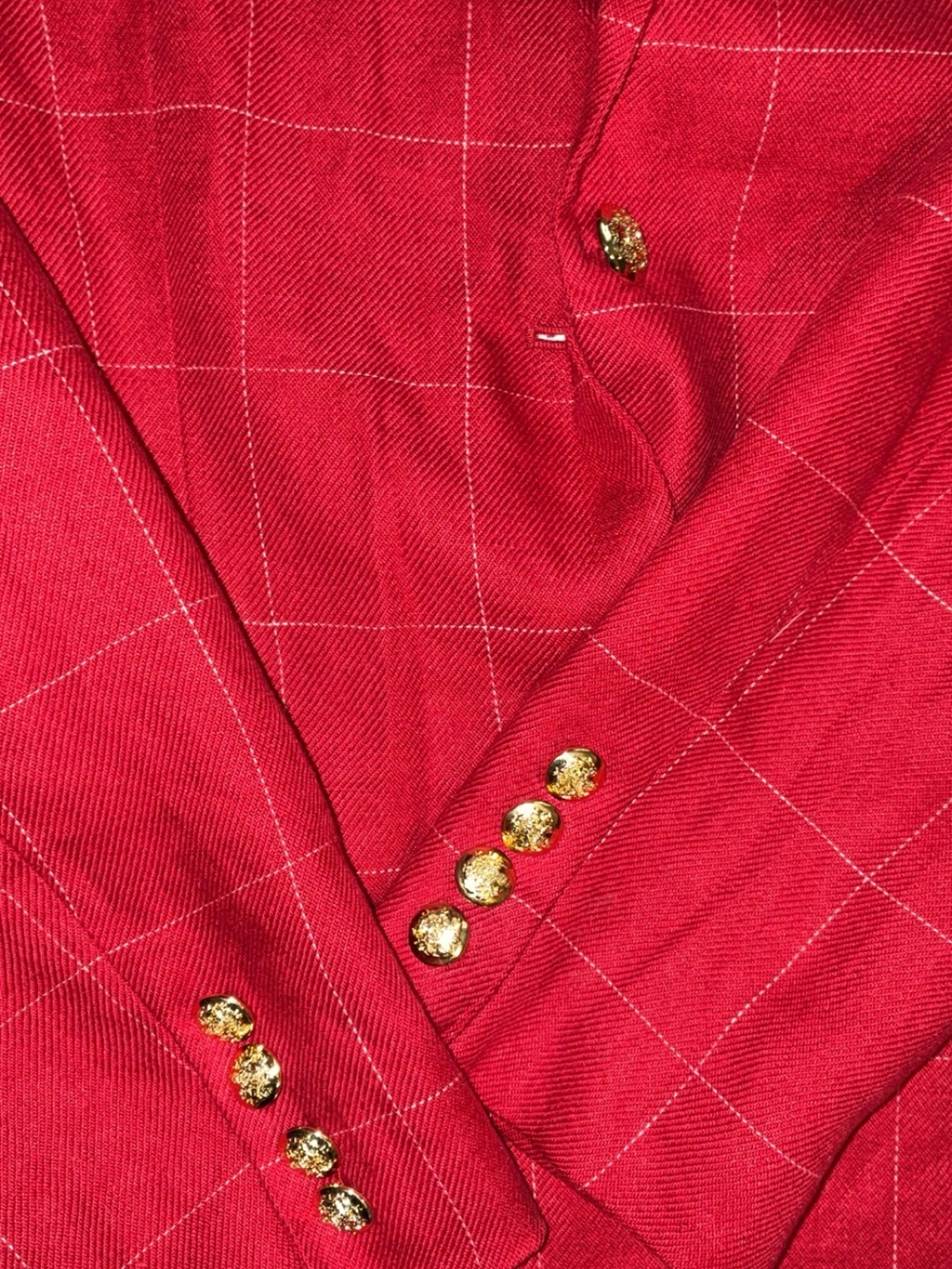 Ralph Lauren Red Windowpane Jacket with Gold Buttons - Picture 3 of 4